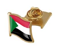Flag Brooch Sudan Flag Enamel Blouse Pins, Cover Up Brooch Buttons, World Flag Badges, Reusable Invisible Neckline Shirt Brooch Buttons For Diy Clothing Bags Backpacks Jackets Hat, Style A