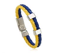 Flag Coloring Woven Leather Bracelet, Handwoven PU Leather Cuff with Alloy Clasp, Couple Friendship Bracelet for Men Women, Fashion Wristband in Multiple Colors