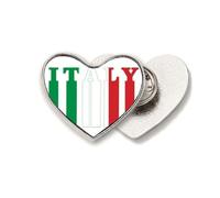 Flag Country Text Italy Art Deco Fashion Heart Metal Pin Brooch Clip Love