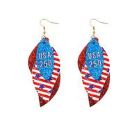 Flag Earrings for Women Patriotic US Teardrop Drop Earrings July Fourth USA 250th Dangle Earring Commemorative Independence Day Celebration Jewelry Accessories, L, Acrylic, No Gemstone