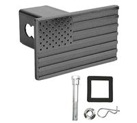 Flag Emblem Metal Hitch Cover, Universal 5 Inch Trailer Hitch Cover for 2 Inch Receiver, Black Aluminum Steel Flag Plug Hitch Cover with UV Resistant Finish