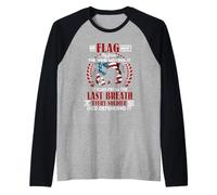 Flag Flies from Last Breath of Soldier Defending Patriotic Raglan Baseball Tee