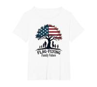 Flag Flying Family Values T-Shirt, Women's Plus, White, 4X