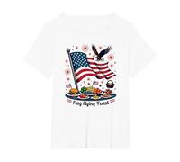 Flag Flying Feast T-Shirt, Women's Plus, White, 2X