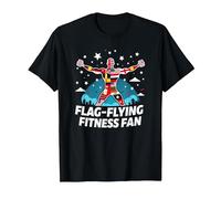 Flag Flying Fitness Fan T-Shirt, Men, Black, 6XL