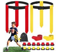 Flag Football Belts, for Kids Youth and Adults Training Equipment, 7sets Red & 7sets Yellow, 14 Sets