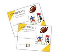 Flag Football Certificate of Achievement 50pk 8.5x11” Youth Sports Participation Medal Trophy Coach Most Improved Player End of Year Superlatives