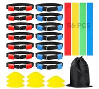 Flag Football Kit, Includes 14 Adjustable Waist Belts, 56 Flags, 8 Cones, For 14 Players