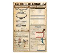 Flag Football Knowledge Metal Tin Signs Flag Football Reference Guide Posters Club Wall Art Decor Home Bedroom Science Plaque Decor 8x12 Inches