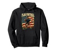 Flag Football Player Vintage American Flag Design Pullover Hoodie