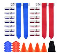 Flag Football Set, 14 Player/ 28 Player Football Flags and Belts Set, Includes Belts, Football Flags, Cones, 14 Players, Adjustable