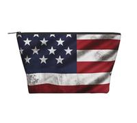 Flag Fourth of July Print Makeup Bag Trapezoid Travel Cosmetic Organiser Stylish Storage for Beauty & Gifts for Women Girls