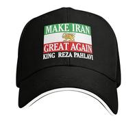 Flag Hat and Sun Pattern Decorative Hat Make Great Baseball Caps Men's Iran Flag Blitzing Low Stretch Fit Cap - Performance Sports -Wicking Technology (A) Black
