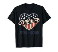 Flag Heart 1776 2026 July 4th 250th Birthday T-Shirt