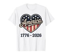 Flag Heart 1776 2026 July 4th 250th Birthday T-Shirt
