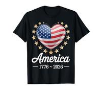 Flag Heart 1776 2026 July 4th 250th Birthday T-Shirt