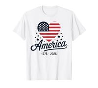 Flag Heart 1776 2026 July 4th 250th Birthday T-Shirt