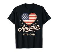 Flag Heart 1776 2026 July 4th 250th Birthday T-Shirt