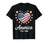 Flag Heart 1776 2026 July 4th 250th Birthday T-Shirt