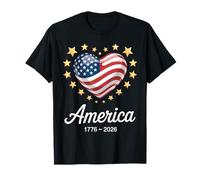 Flag Heart 1776 2026 July 4th 250th Birthday T-Shirt