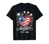 Flag Heart 1776 2026 July 4th 250th Birthday T-Shirt