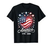 Flag Heart 1776 2026 July 4th 250th Birthday T-Shirt