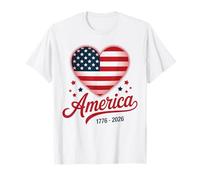 Flag Heart 1776 2026 July 4th 250th Birthday T-Shirt