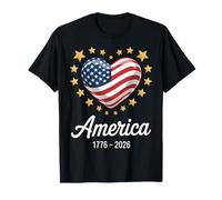 Flag Heart 1776 2026 July 4th 250th Birthday T-Shirt