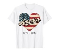 Flag Heart 1776 2026 July 4th 250th Birthday T-Shirt