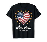 Flag Heart 1776 2026 July 4th 250th Birthday T-Shirt
