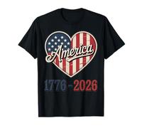 Flag Heart 1776 2026 July 4th 250th Birthday T-Shirt