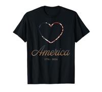 Flag Heart 1776 2026 July 4th 250th Birthday T-Shirt