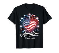 Flag Heart 1776 2026 July 4th 250th Birthday T-Shirt