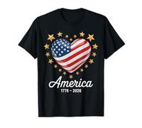 Flag Heart 1776 2026 July 4th 250th Birthday T-Shirt