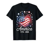Flag Heart 1776 2026 July 4th 250th Birthday T-Shirt