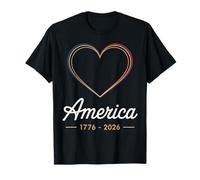 Flag Heart 1776 2026 July 4th 250th Birthday T-Shirt