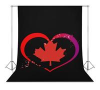 Flag Heart Love Canada Photo Studio Backgrounds Black Photography Backdrop for Portrait Video Shooting Live 56"x98"