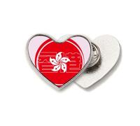 Flag Hong Kong Influence Art Deco Fashion Heart Metal Pin Brooch Clip Love