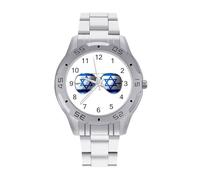 Flag Israel Glasses Watch Simple Wrist Watch Stainless Steel Band Analog Quartz Watches for Women Men