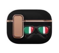 Flag Italy Glasses Mustache Headphone Case Compatible with Airpod Pro 2 Protective Cover Cute Hard Case