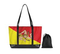 Flag Italy Sicilian Yellow Red Trendy Laptop Case with Zipper Bag 14 Inch for Mom with bolsas para computadoras de mujer