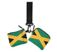Flag Jamaica Dual Coin Purse Credit Card Holder Wallet Mini Fashion Key Chain Wallet Change Purse with Keychain for Lady 2 Pcs, Flag Jamaica, One Size, Casual