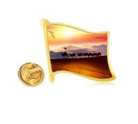 Flag Journey Silk Road Camel Desert Golden Metal Flag Lapel Pin Badge