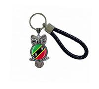 Flag Key Chain Saint Kitts and Nevis Souvenir Gift Key Ring Owl Pendant Keychain For Men Women