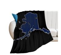 Flag Map of Alaska 250GSM Flannel Throws Blanket Lightweight Warm Fleece Knee Blankets for Bed Sofa 30"*40"(76 * 100cm)