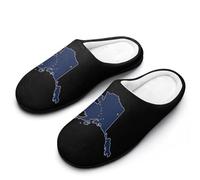 Flag Map of Alaska Men's Cotton Slippers Winter Warm Slip-on House Shoes with Anti-Skid Rubber Sole 11-12（44-45）