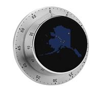 Flag Map of Alaska Vintage Kitchen Timers No Batteries Loud Alarm Digital Timer for Baking Cooking