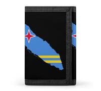 Flag Map of Aruba Men's Wallets Trifold Women Purse with Coin Pocket 8 Card Slots Keyring Photo Window