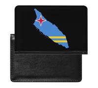 Flag Map of Aruba Passport Holder Wallet Cover Credit Card Case Travel Document Organiser with Card Slot