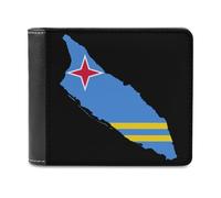 Flag Map of Aruba Slim Wallet Bifold Credit Card Holder Case PU Pouch Purse for Men Women